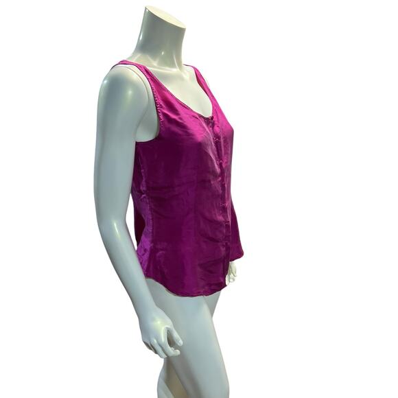 studio new york 90s 100% silk raspberry sleeveless blouse small - Picture 14 of 16